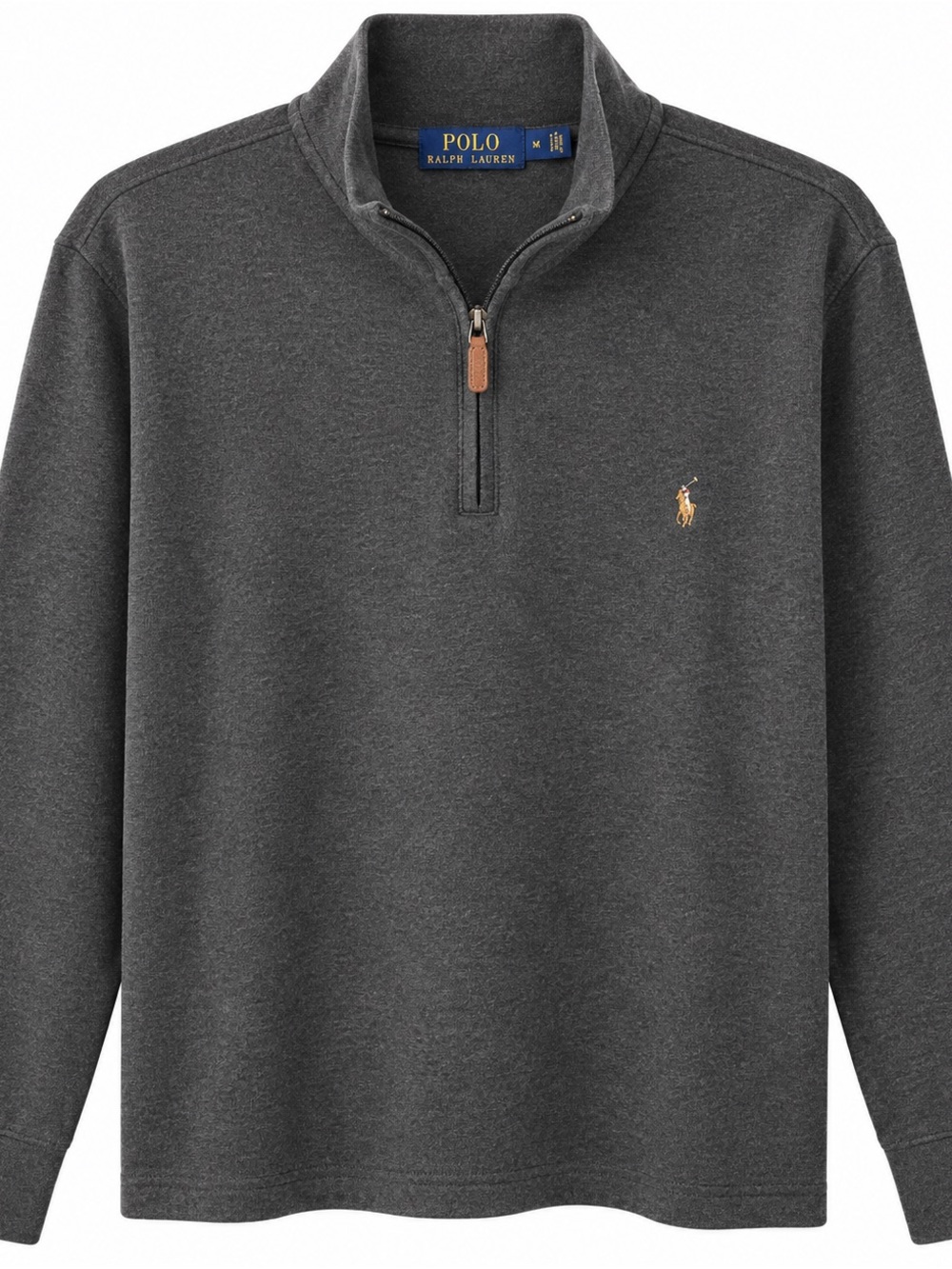 Ralph Lauren Dark Charcoal Half-Zip Sweater with Gold Pony